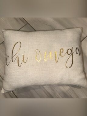 Chi Omega Sorority decorative pillow.